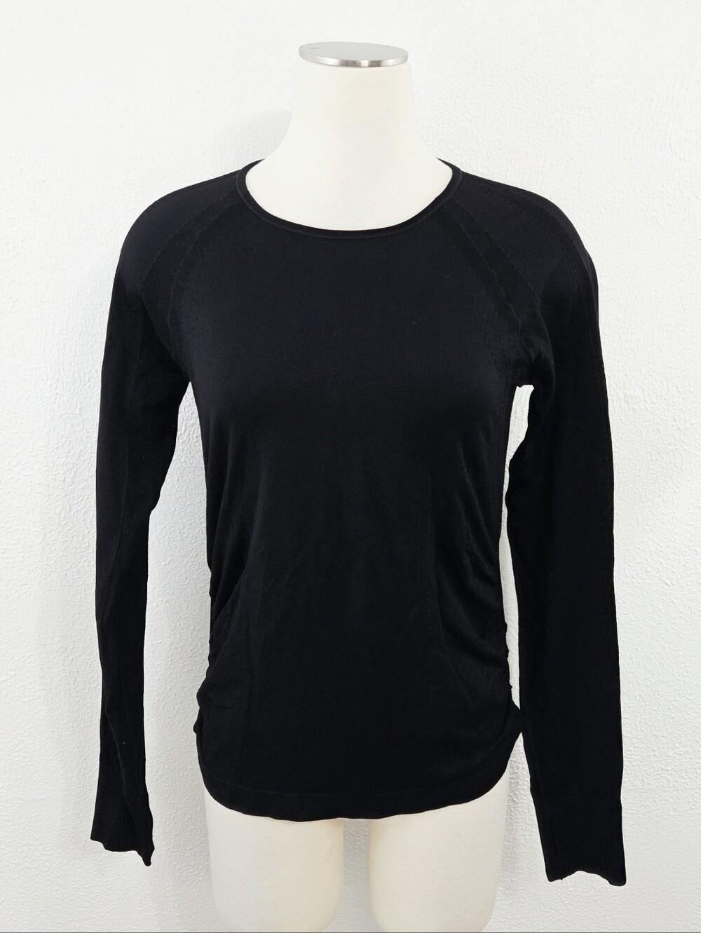 Quince Seamless Ruched Long Sleeve Top black athletic athleisure women's large - Picture 3 of 7